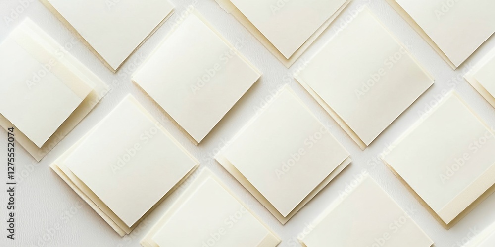 Poster blank squared notepad pages arranged in a grid pattern, with beige sticky tape holding them down, se