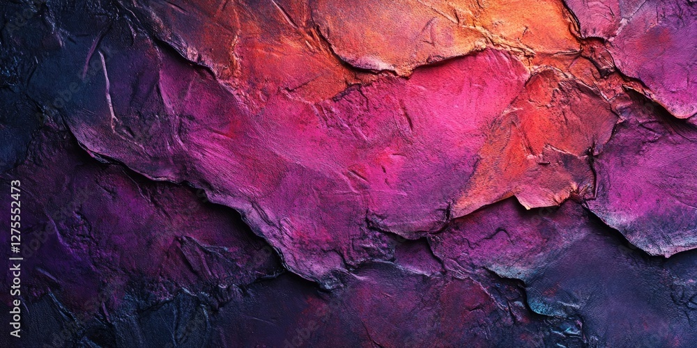 Poster vibrant abstract textured wall background with deep purples and fiery oranges blended elegantly crea