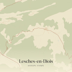 Obraz premium Vintage map of Lesches-en-Diois, France.