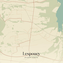 Obraz premium Vintage map of Lespouey, France.