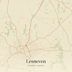 Obraz premium Vintage map of Lesneven, France.
