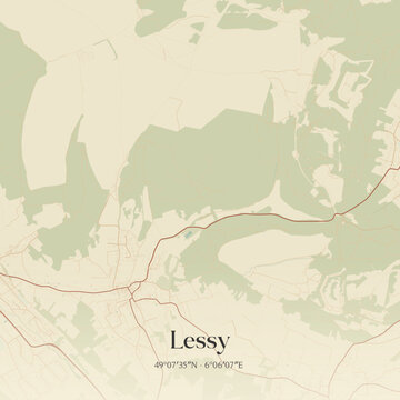 Vintage map of Lessy, France.