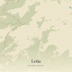 Obraz premium Vintage map of Letia, France.