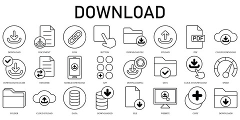 Set of Download Icons or symbols Vector fully editable file