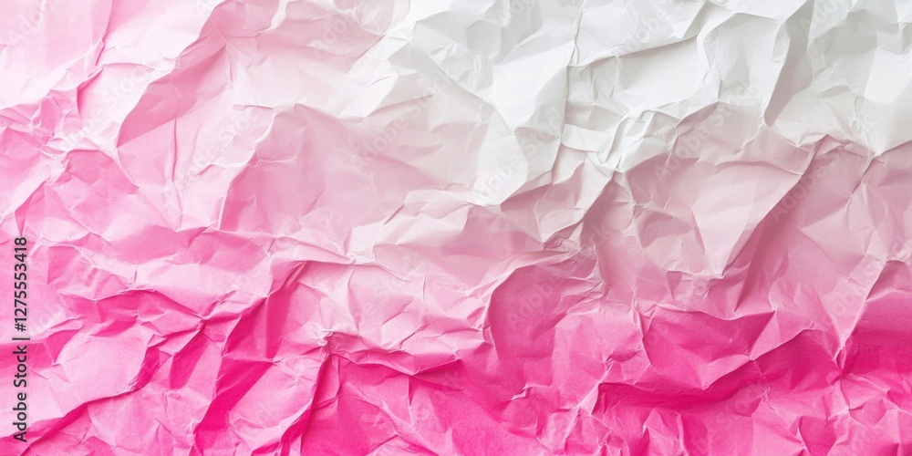 Poster crumpled pink and white paper texture background with soft gradients creating a rich visual depth pe