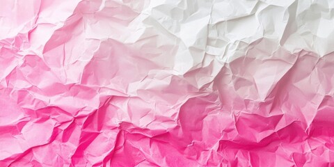 Fototapeta premium Crumpled pink and white paper texture background with soft gradients creating a rich visual depth perfect for design and creative projects