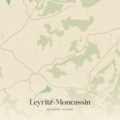 Fototapeta premium Vintage map of Leyritz-Moncassin, France.