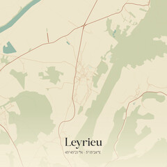 Obraz premium Vintage map of Leyrieu, France.