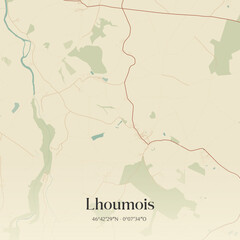 Fototapeta premium Vintage map of Lhoumois, France.