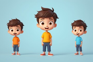 a close up of three cartoon boys with different expressions