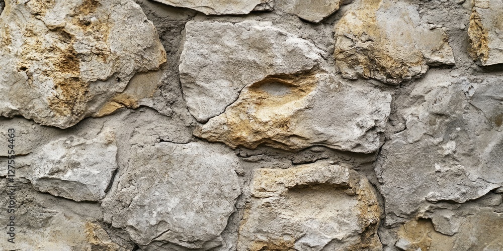 Leinwandbilder rough stone wall texture featuring grey and beige tones with uneven surfaces and natural patterns, i
