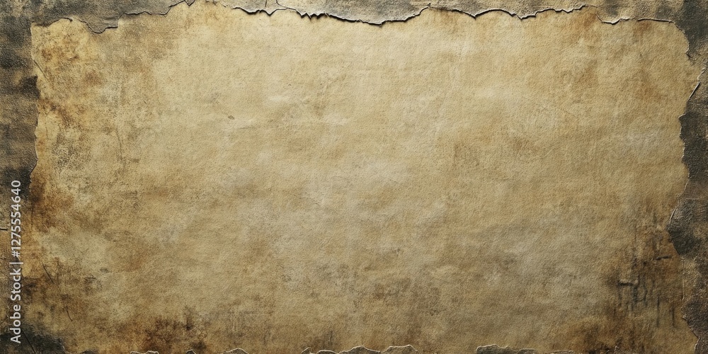 Aufkleber retro aged parchment texture featuring a rugged worn surface in muted browns and yellows with torn e