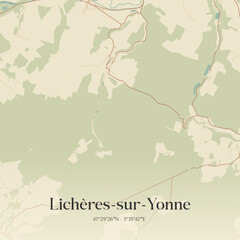 Obraz premium Vintage map of Lichères-sur-Yonne, France.