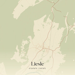 Obraz premium Vintage map of Liesle, France.