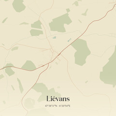 Fototapeta premium Vintage map of Liévans, France.