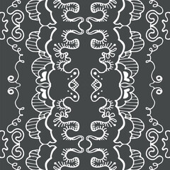 grey and white abstract hand-drawn doodle pattern, waves or curls background. Seamless pattern for design wallpapers
