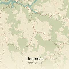 Obraz premium Vintage map of Lieutadès, France.
