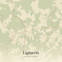 Vintage map of Lignareix, France.