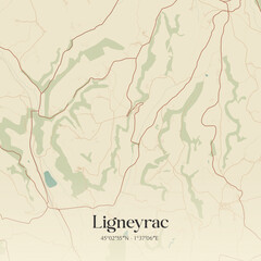 Obraz premium Vintage map of Ligneyrac, France.