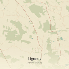 Fototapeta premium Vintage map of Ligueux, France.
