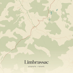 Fototapeta premium Vintage map of Limbrassac, France.