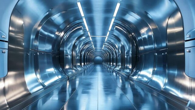Futuristic Tunnel Metallic Sci-Fi Corridor Background