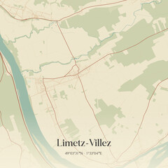 Obraz premium Vintage map of Limetz-Villez, France.