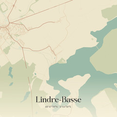 Obraz premium Vintage map of Lindre-Basse, France.