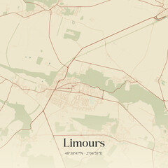 Obraz premium Vintage map of Limours, France.