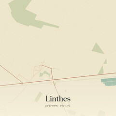 Obraz premium Vintage map of Linthes, France.