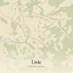 Fototapeta premium Vintage map of Lisle, France.