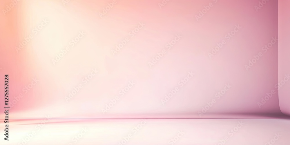 Poster soft pastel pink gradient background with smooth curved edges creating a serene and elegant studio e