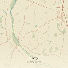 Fototapeta premium Vintage map of Livry, France.