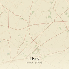 Fototapeta premium Vintage map of Livry, France.