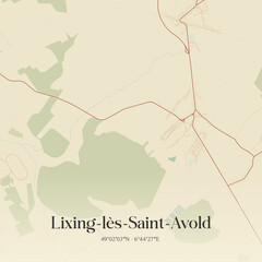 Obraz premium Vintage map of Lixing-lès-Saint-Avold, France.