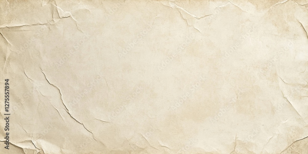 Aufkleber textured aged light beige paper background with soft wrinkles and creases positioned centrally for w