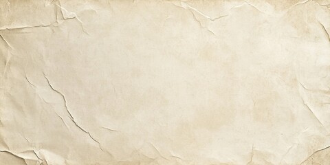 Obraz premium Textured aged light beige paper background with soft wrinkles and creases positioned centrally for writing or copy space against a neutral tone.