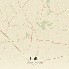 Fototapeta premium Vintage map of Lolif, France.