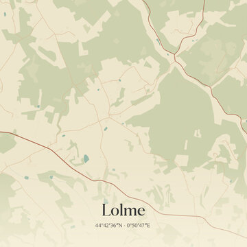 Vintage map of Lolme, France.
