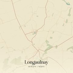 Fototapeta premium Vintage map of Longaulnay, France.
