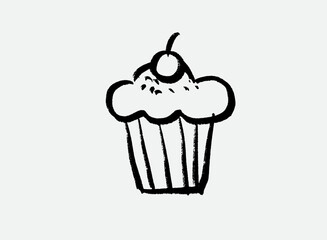 Illustration of an Fast Food Cupcake Doodle