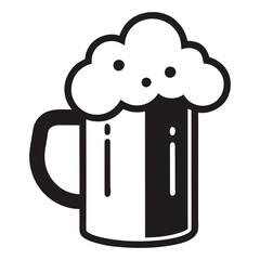 beer mug icon flat vector illustration black logo clipart
