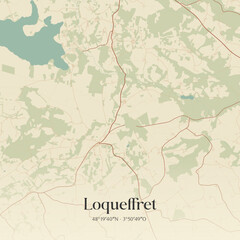 Obraz premium Vintage map of Loqueffret, France.