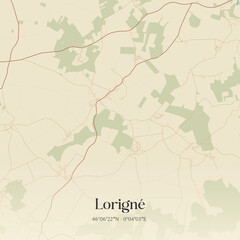 Obraz premium Vintage map of Lorigné, France.