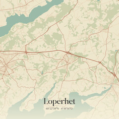 Fototapeta premium Vintage map of Loperhet, France.