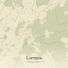 Obraz premium Vintage map of Lormes, France.