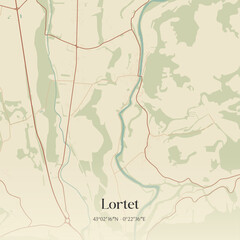 Obraz premium Vintage map of Lortet, France.
