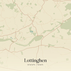 Obraz premium Vintage map of Lottinghen, France.