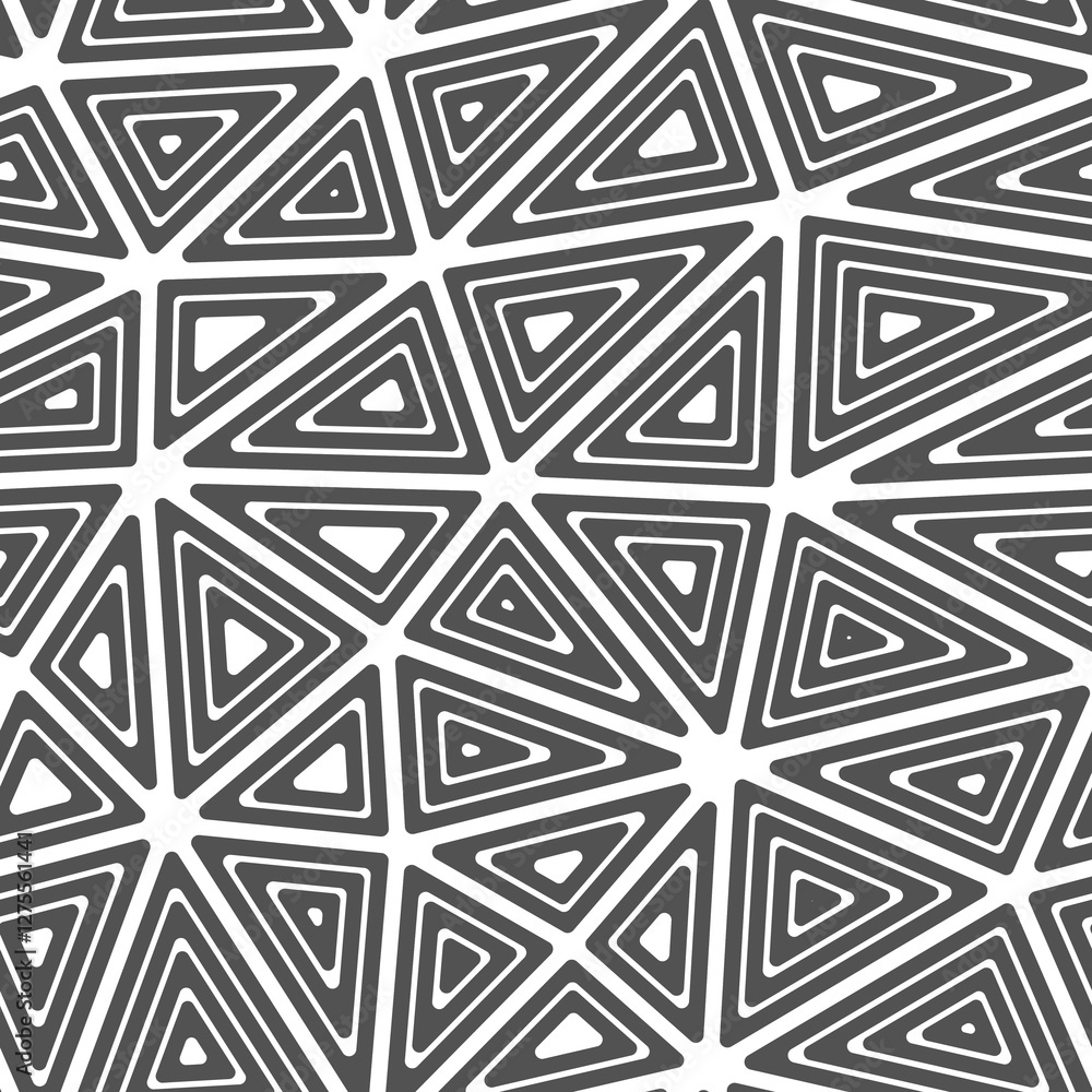 Poster abstract pattern of triangles. big shape size. multiple repeated inner triangles. solid color style.