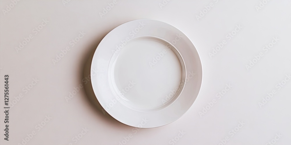 Leinwandbilder vacant white plate centered on a soft white background showcasing a minimalist design with subtle sh